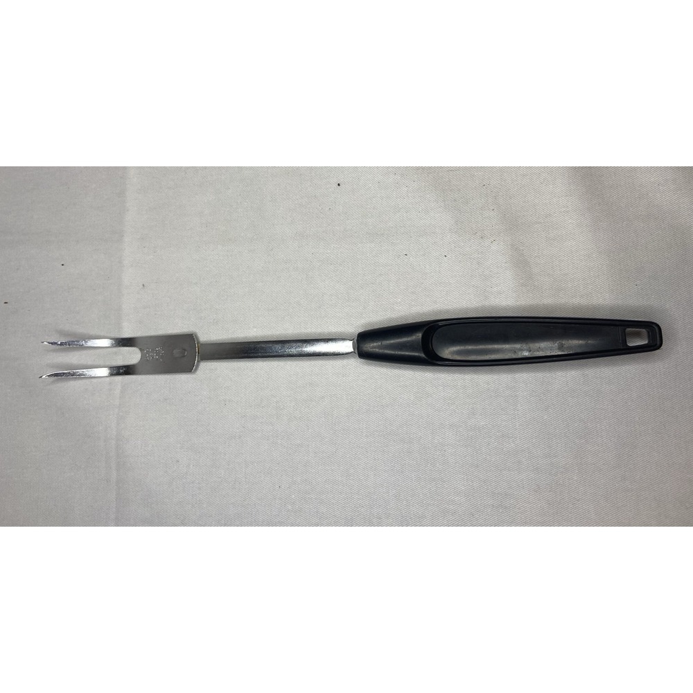 Vintage Foley Chrome Plated Black 2 Prong  Meat Fork Black With‎ Black Handle